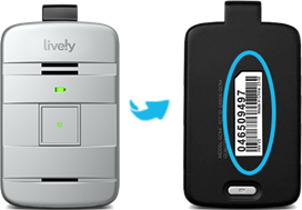 Back of the Lively Mobile+ showing barcode and serial number