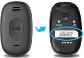 Back of the Lively Mobile2 showing barcode and serial number